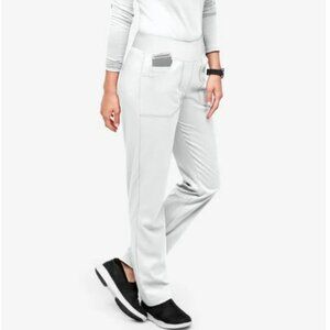 NWT UA Flex2 White S Petite Women's 3 Pct Straight Leg Yoga STRETCH Scrub Pants